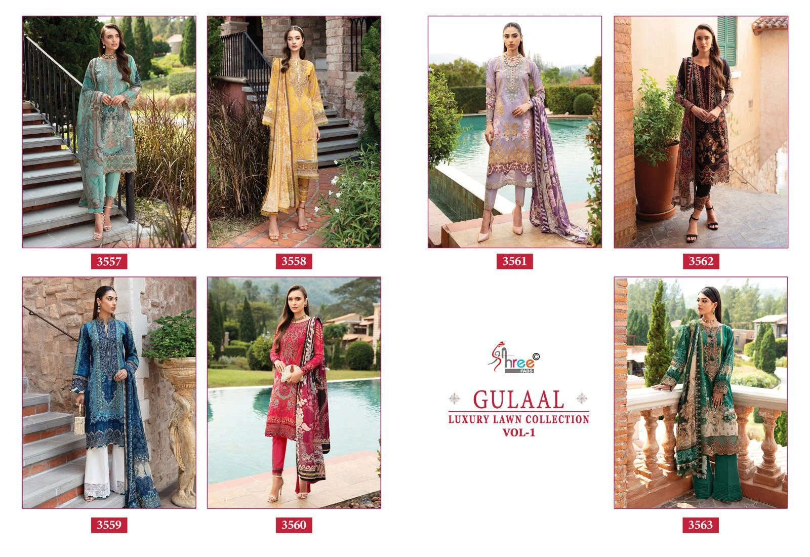 Shree Fab Gulaal Luxury Lawn Collection Vol-01 Pure Cotton Wholesale Pakistani Salwar Suit Catalog — Wholesale Salwar Suits, Shree Fabs wholesale from Surat — view 10